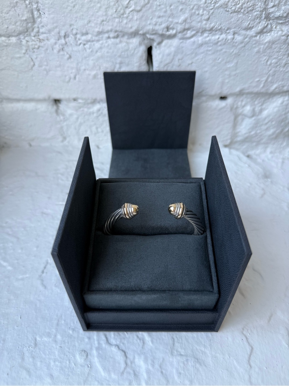 David Yurman Sterling Silver Cable Cuff with Gold Accents